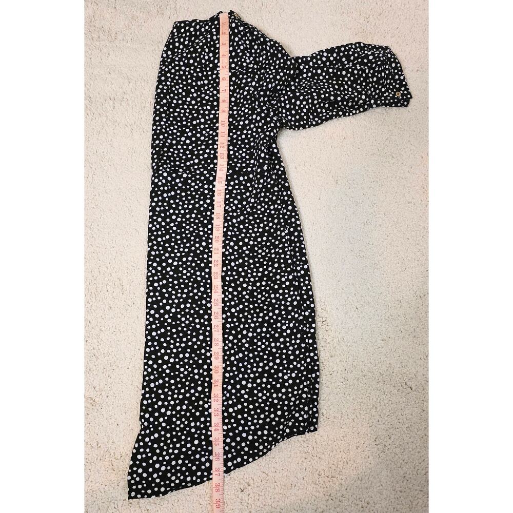 Lane Bryant Dress Women Size 14 Black White Polka Dots Front 1/4 Zip 3/4 Sleeves - Picture 7 of 7